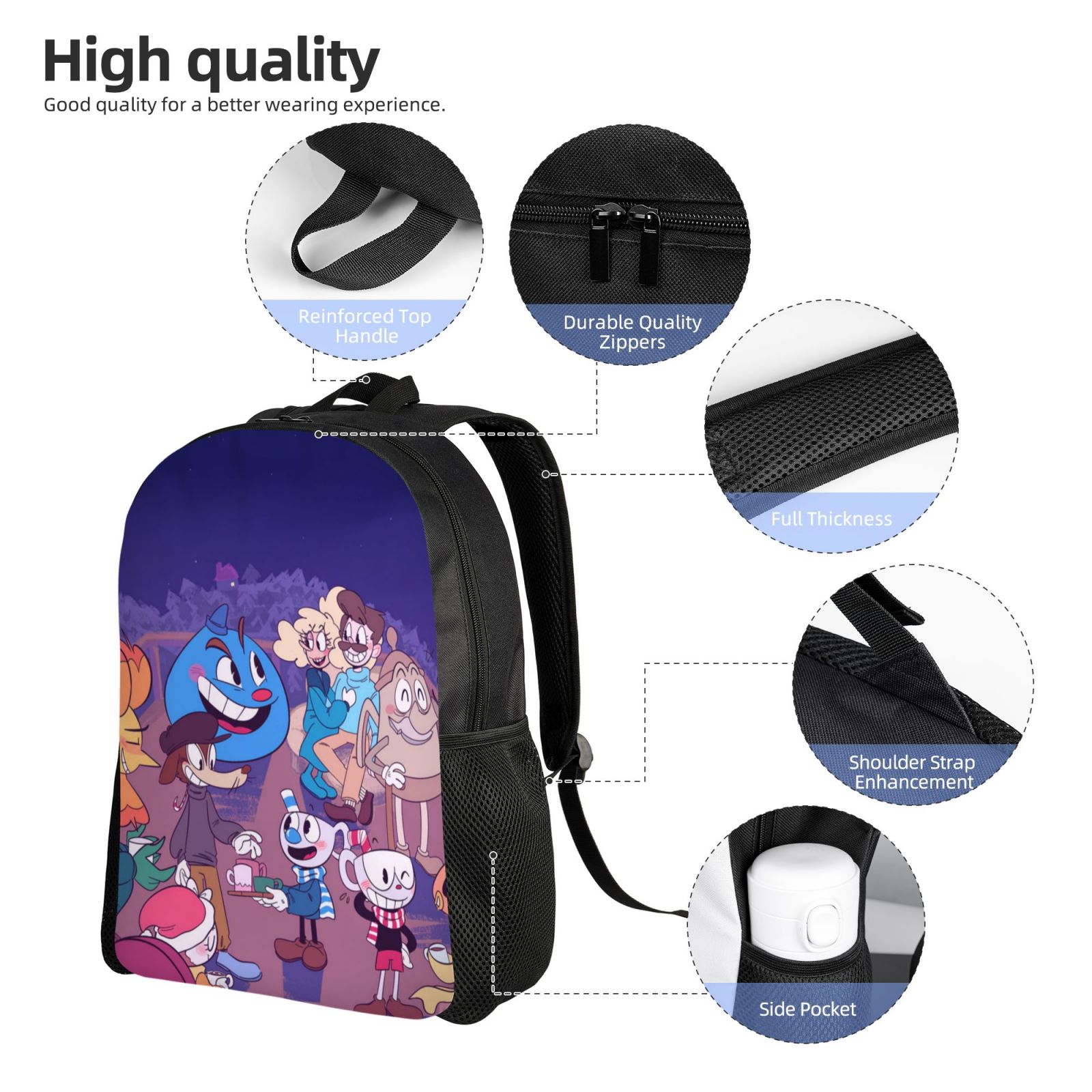 Mugman Backpack Lightweight Unisex Daypack Bookbag Laptop Satchel Rucksack N722