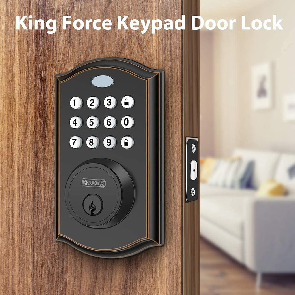 Keypad Deadbolt Lock, Keyless Entry Door Lock, Electronic Deadbolt, Black, Pack of 2 F892