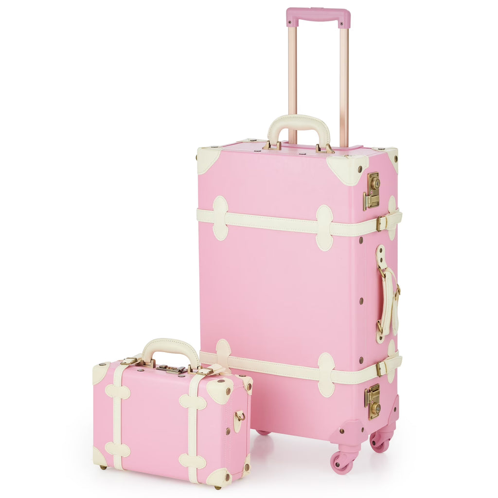 Vintage Hard Shell Suitcase Set with Spinner Wheels TSA Lock and Carry On Briefcase F800955