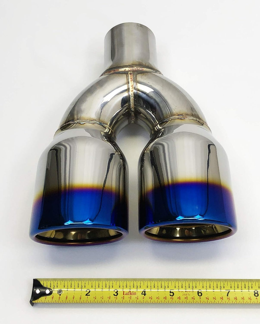Exhaust Tip 2.25" Inlet 3.50" Outlet 9.50" long Dual Round Slant Stainless Blue Flame Pack of 2 K644