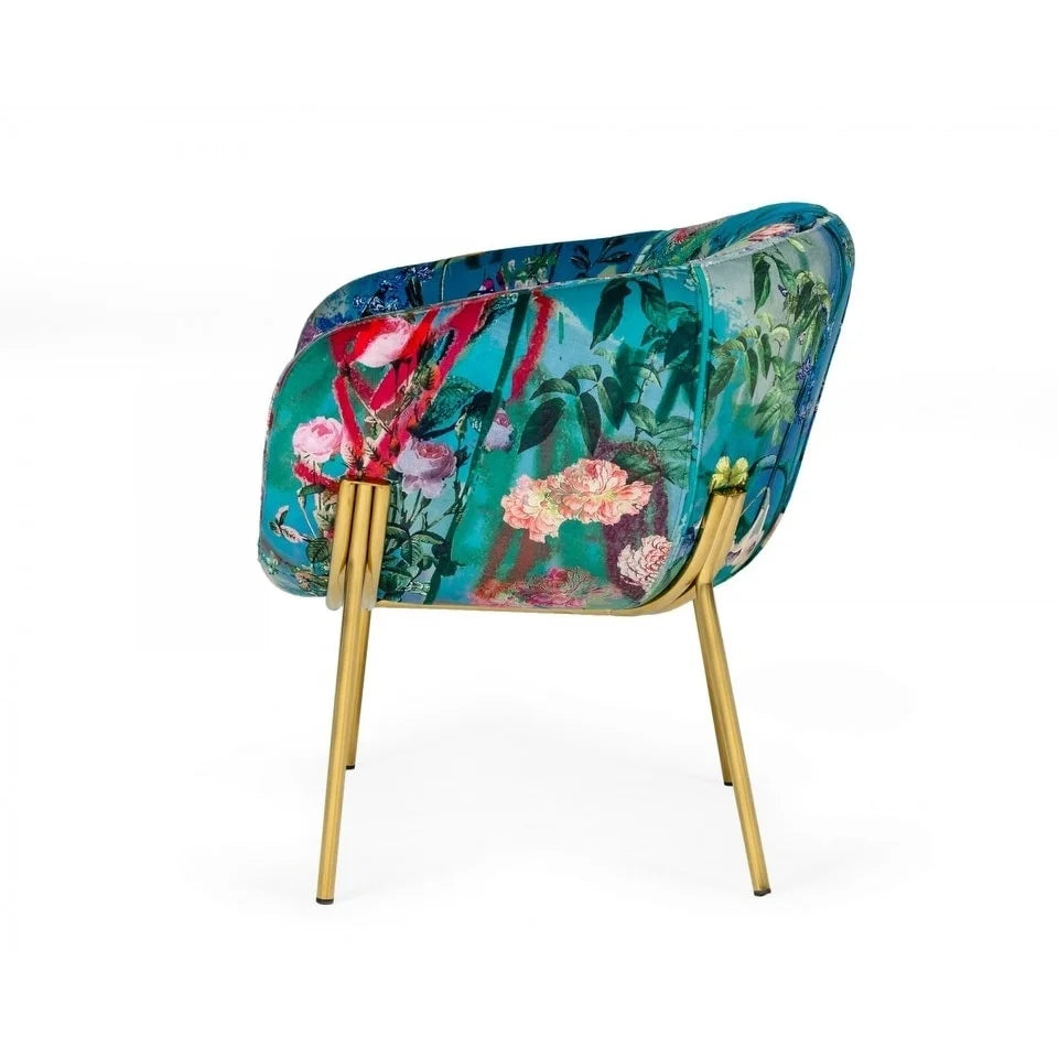 Contemporary Floral Velvet Accent Chair O815