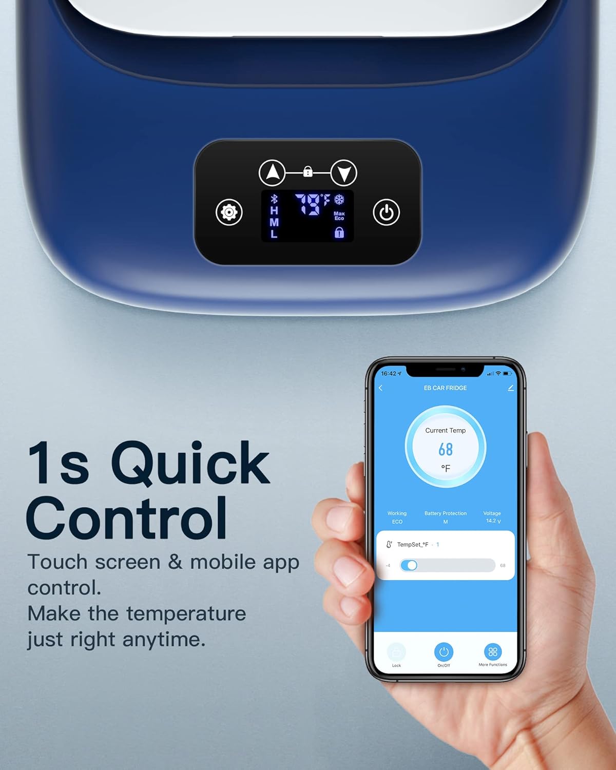 12 Volt 27 Quart Portable Car Refrigerator Freezer with APP Control E849872