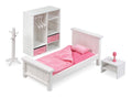 White Doll Bedroom Set with Bed, Armoire, and Nightstand R44884