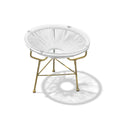 White Lightning Glass Top Side Table (Gold Frame) D246185