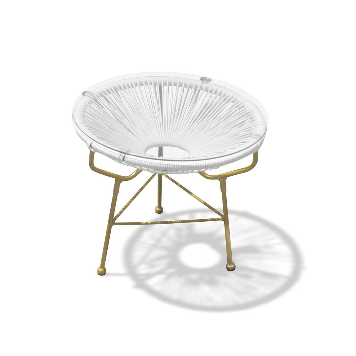 White Lightning Glass Top Side Table (Gold Frame) D246185