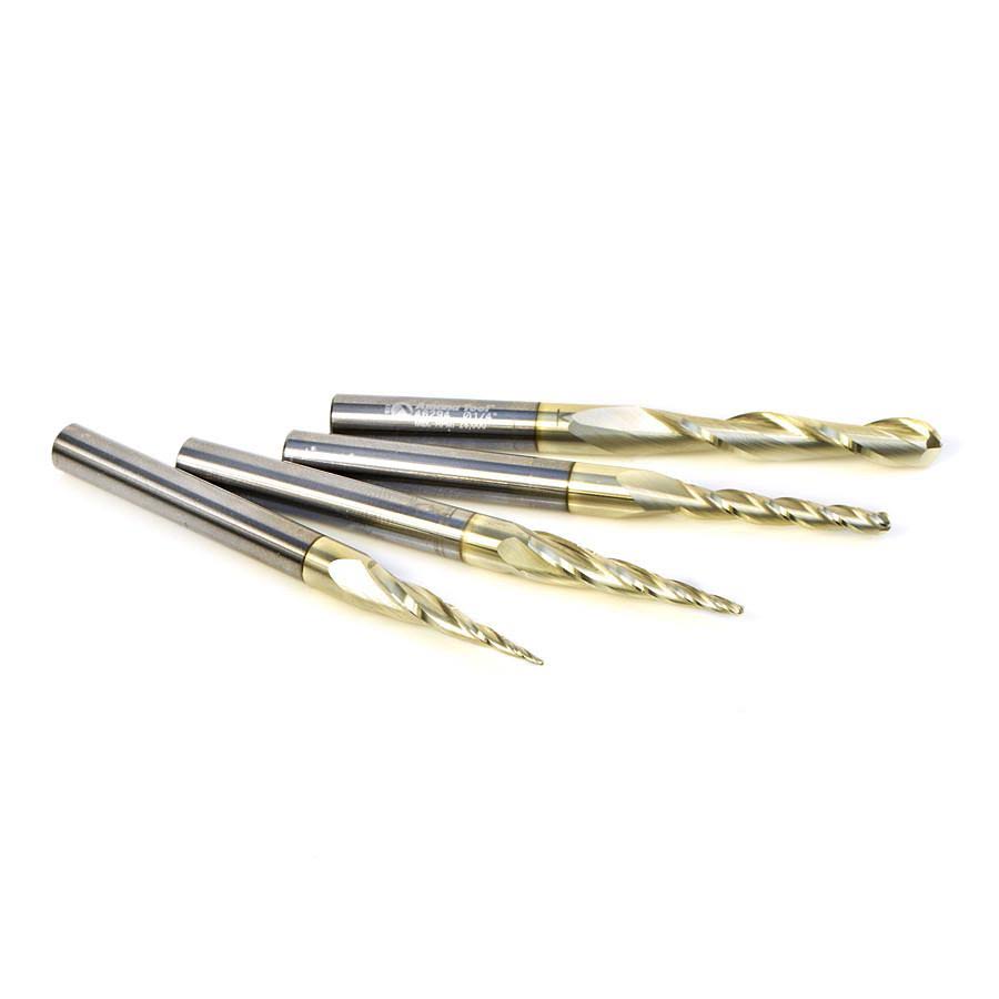 4-pc ZrN Coated 1/4x22 Shank Router Bit S953