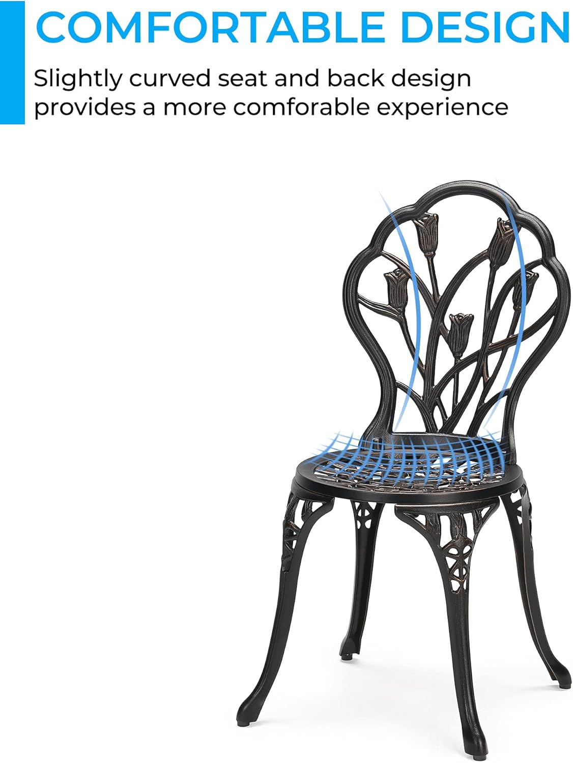 3-Piece Cast Aluminum Patio Bistro Set with Rust-Resistant Table and 2 Chairs W981