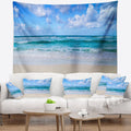 Serene Blue Tropical Beach Seashore Wall Tapestry - 80 in. x 68 in. J507