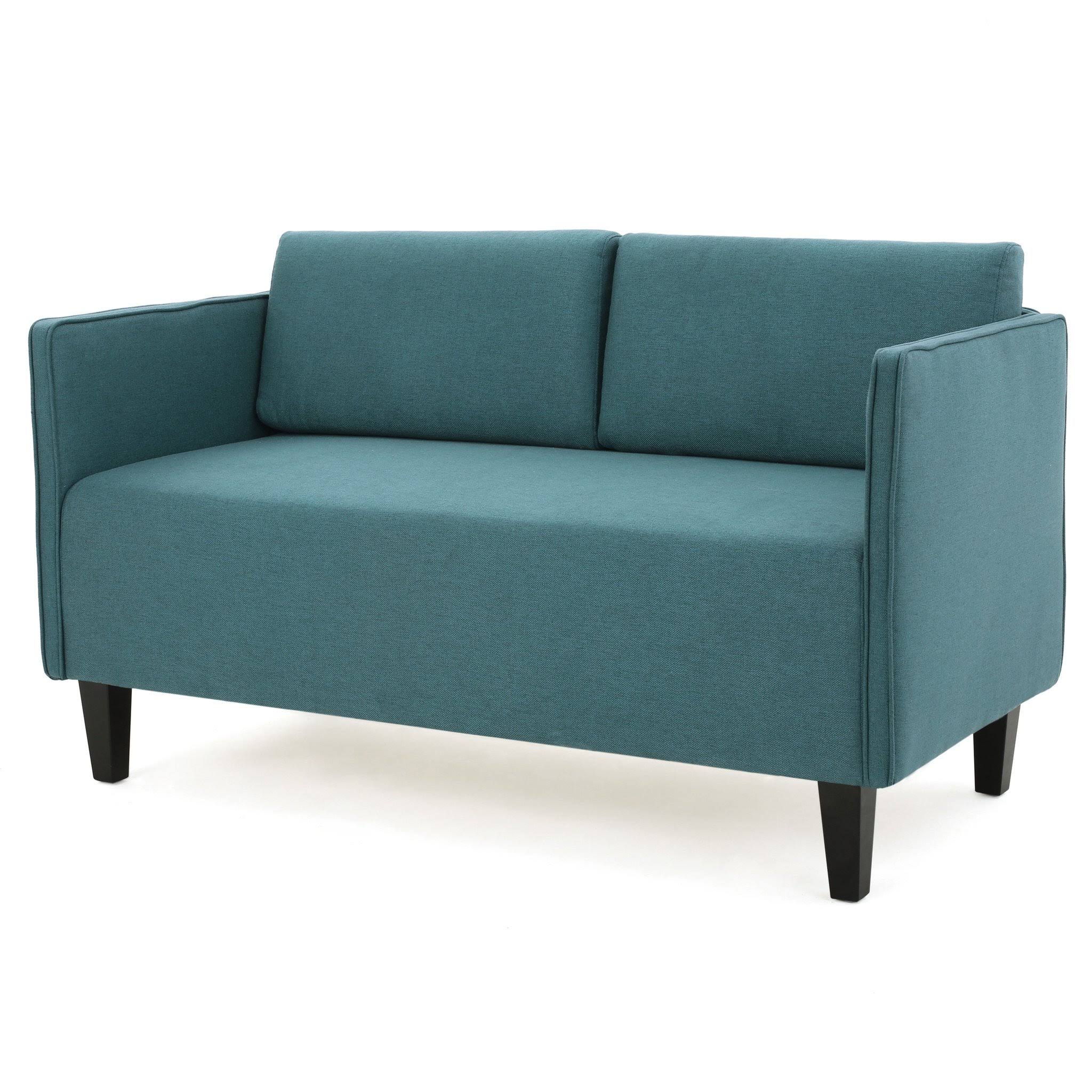 Dark Teal Fabric Loveseat R60121