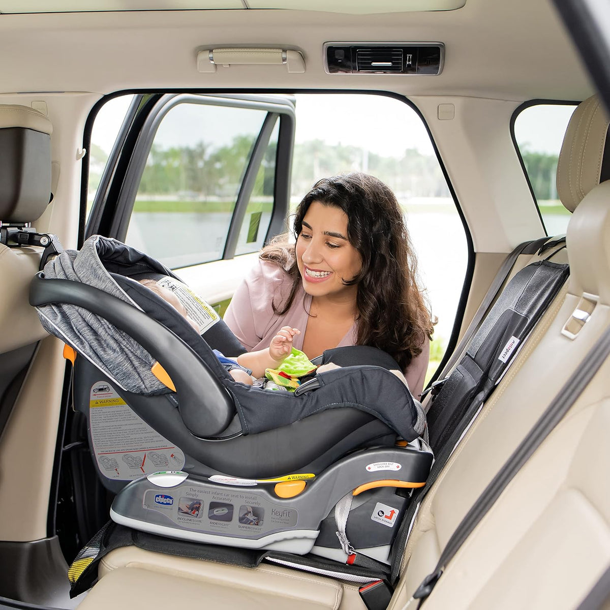 Car Seat Protector, Waterproof 600D Polyester, Non-Slip Backing, 2 Large Pockets F13624