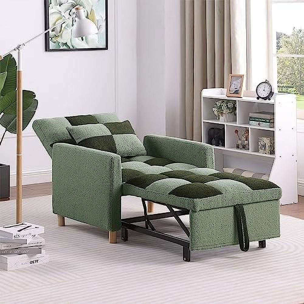 3 in 1 Convertible Velvet Sleeper Chair Bed with Pillow Q658883