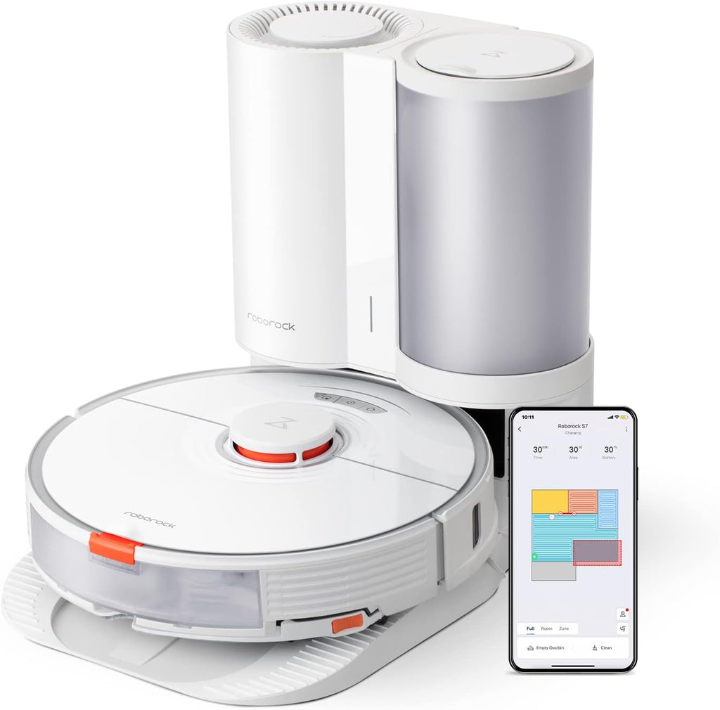 White Robot Vacuum and Sonic Mop with Auto-Empty Dock R67402