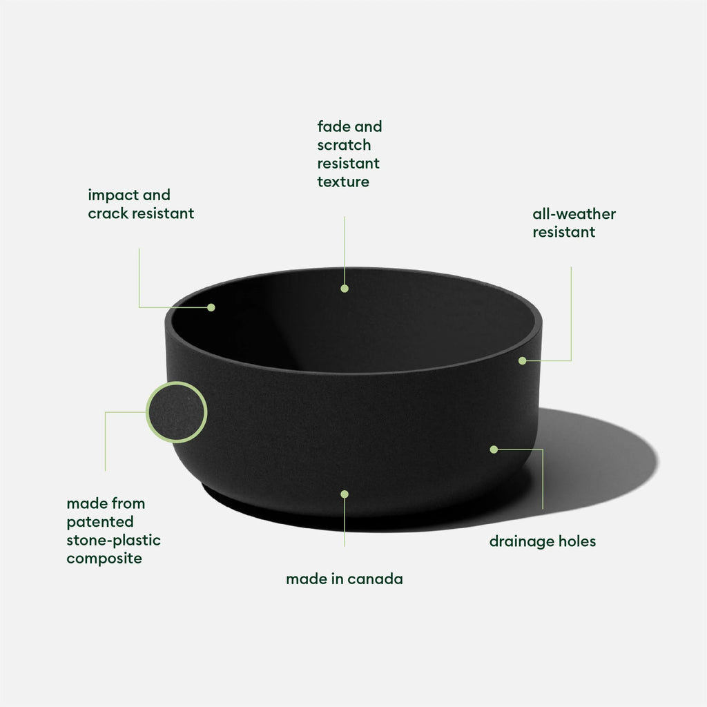 Kona Bowl 14" Plastic-Stone Planter 2-Pack Black A490658