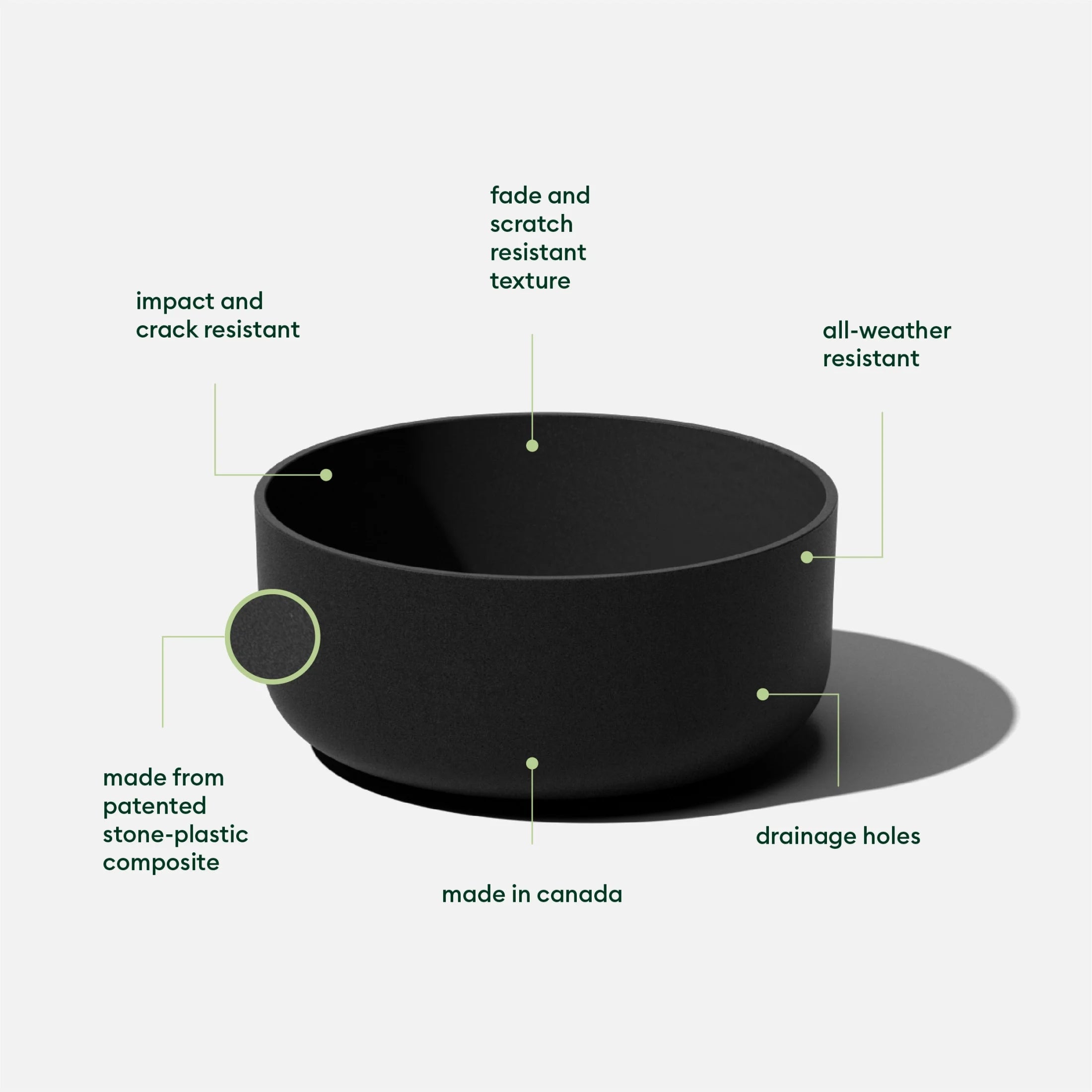 Kona Bowl 14" Plastic-Stone Planter 2-Pack Black A490658