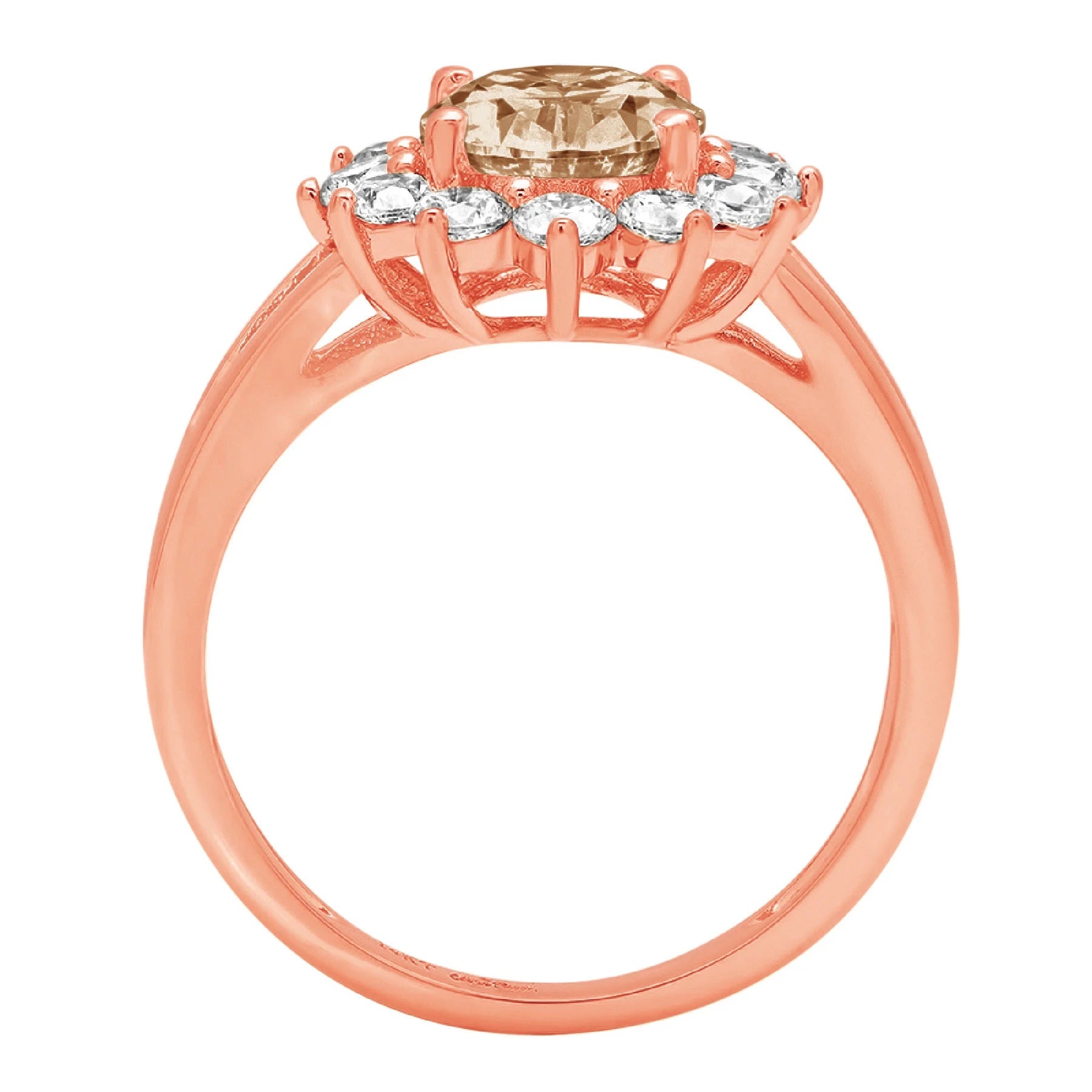 Oval Cut Brown Champagne Simulated Diamond Rose Gold Halo Ring S524466