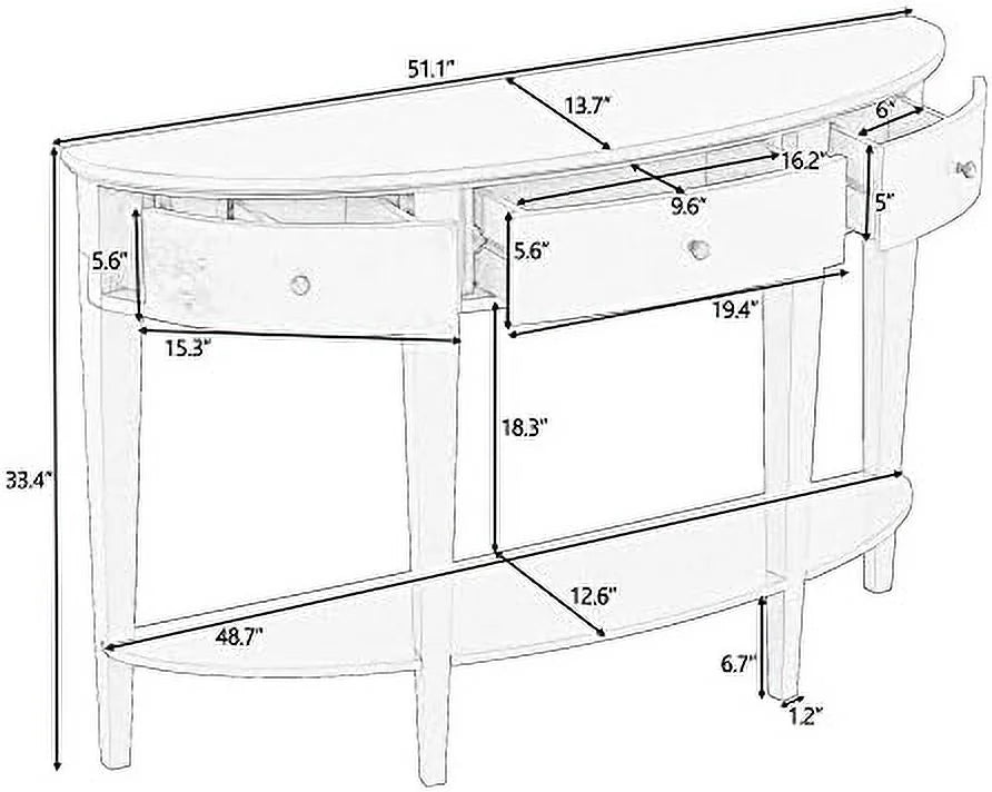 Retro Console Table with 3 Drawers Solid Wood Espresso U694455