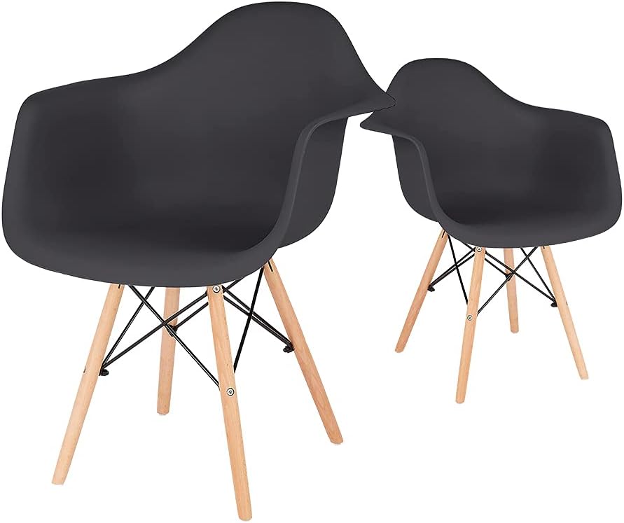 Black Plastic Arm Dining Chairs, Set of 1 M39826