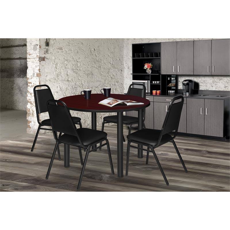 48x22 Round Breakroom Table with 4 Stack Chairs W371