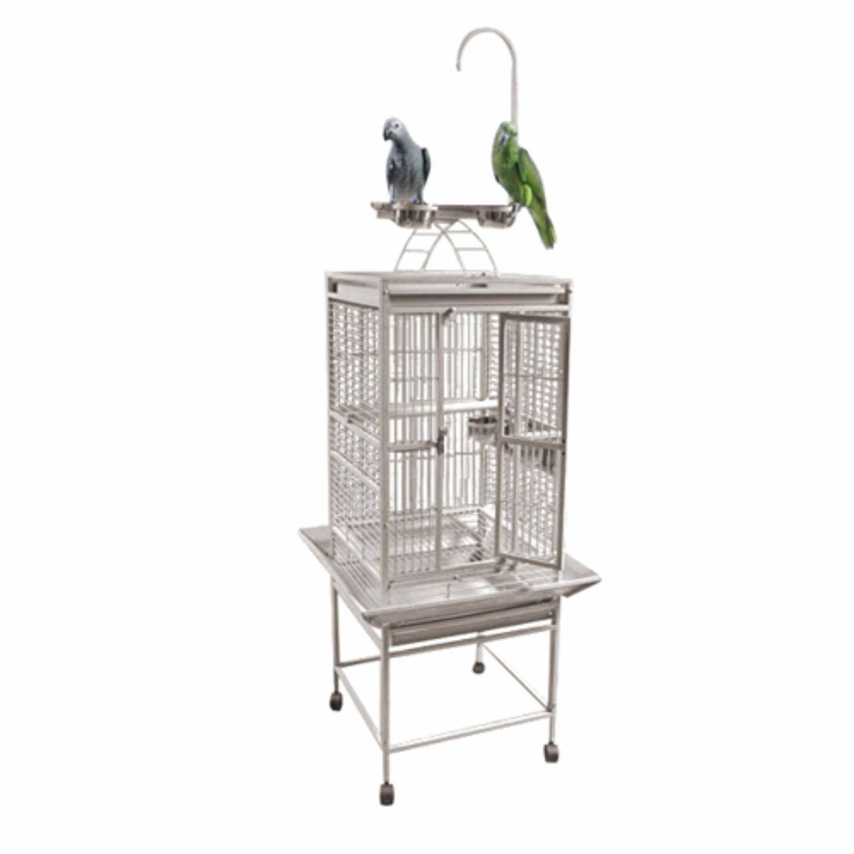 White Play Top Cage with Bar Spacing G952