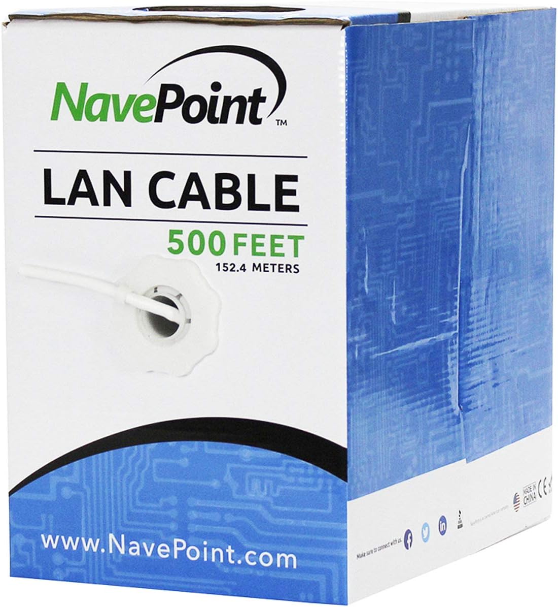 Cat6 500ft White Solid Bulk Ethernet Cable 23AWG 4 Pair UTP Pack of 2 S332