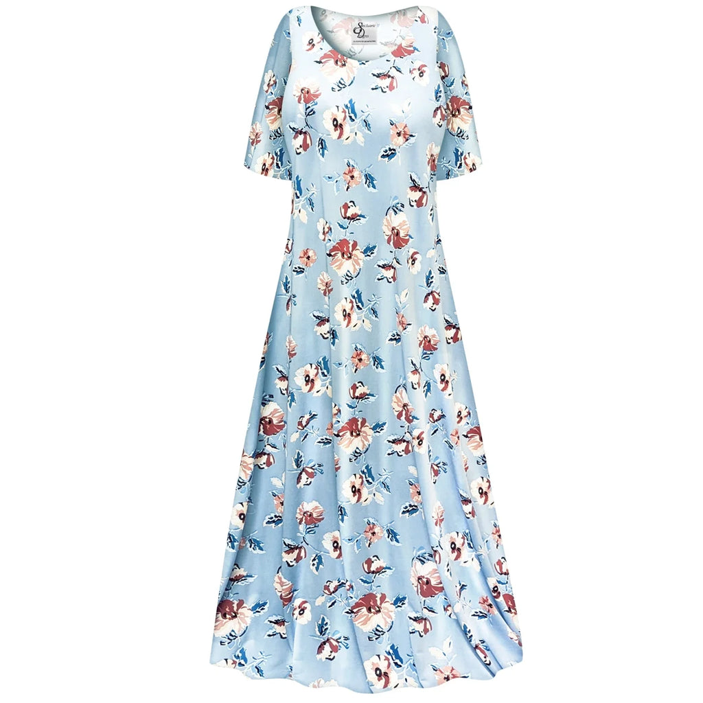 Blue A Line Maxi Dress Z5827