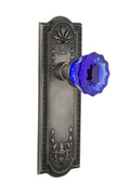 Antique Pewter Crystal Cobalt Glass Door Knob C60808