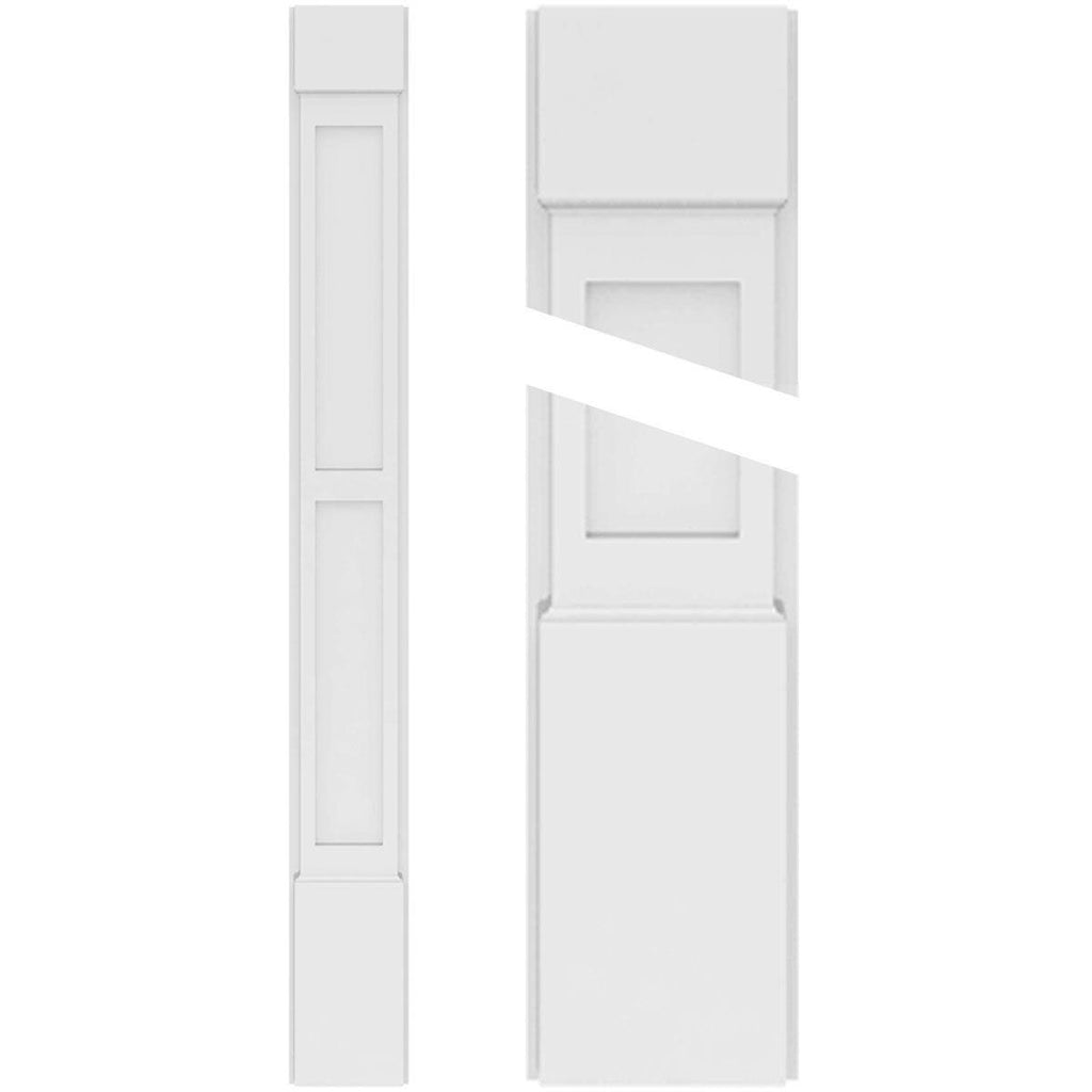 Two Equal Flat Panel PVC Pilaster with Standard Capital & Base (Pair) C103690