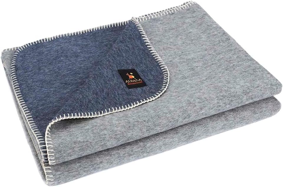 Twin Alpaca Wool Blanket in Orange - Dark Brown Stripes I861180
