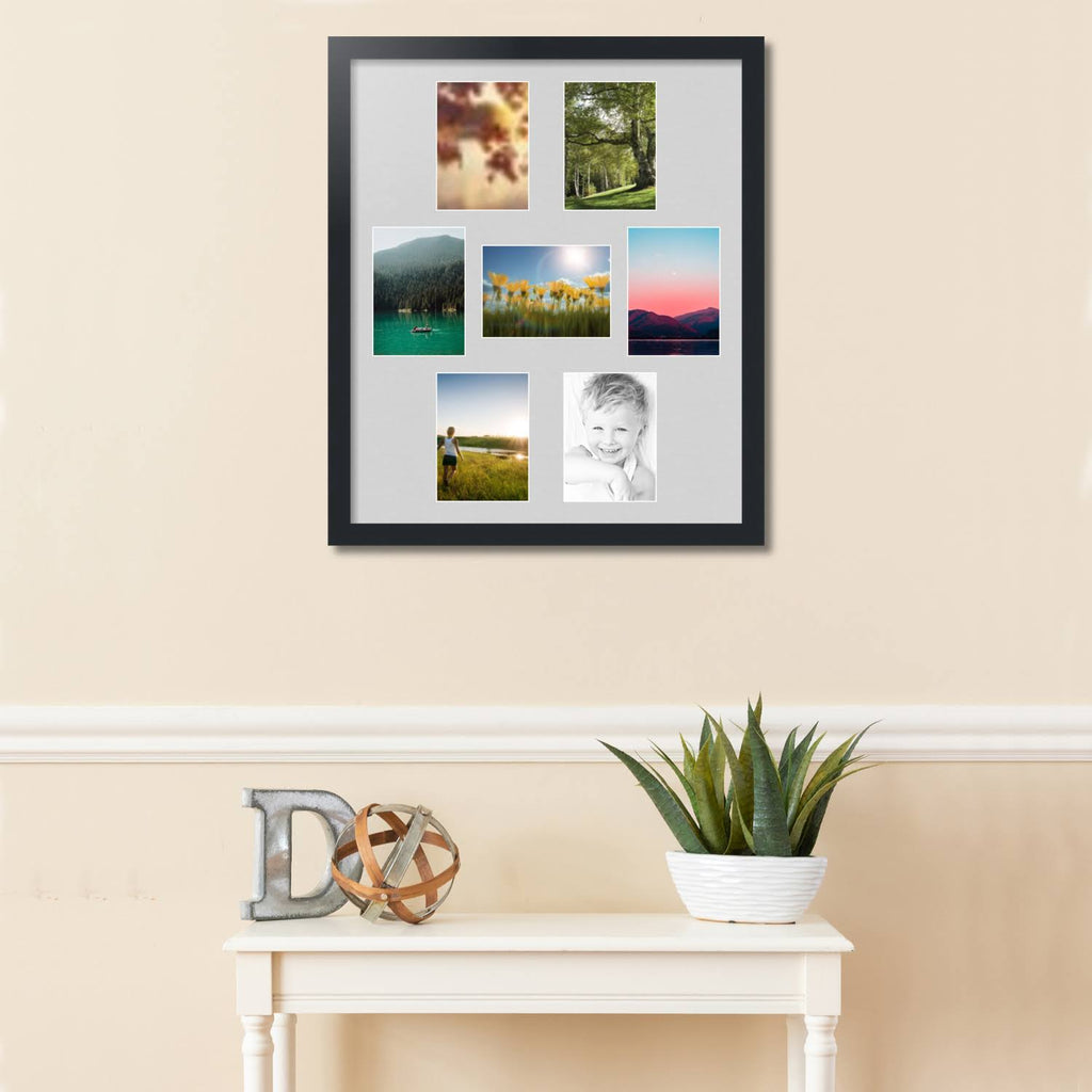 Satin Black Picture Frame with 7 openings for 5x7 Photos R3605