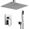 Brushed Nickel Wall Mounted Shower Set with Square Ceiling Mount Rainfall Shower Head L374188