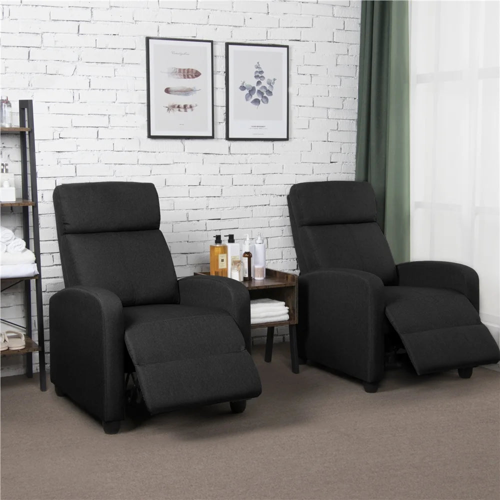 Black Fabric Recliner Set of 2 U856
