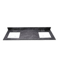 73 in. W x 22 in. Black Vanity Top with Double White Sinks and 4 in. Faucet Spread N3974