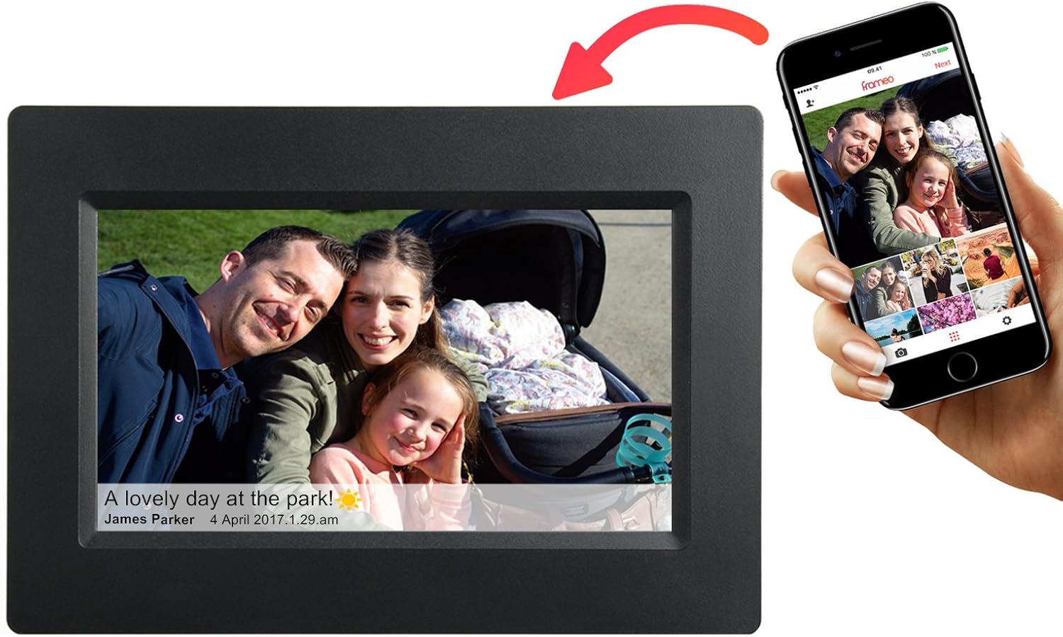 White 10 Inch Smart WiFi Digital Photo Frame with Touch Screen A3126