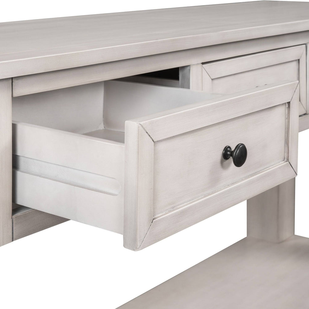 White 3 Drawer Console Table with Shelf Q987