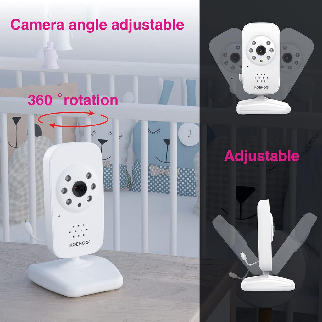 Video Baby Monitor with 2 Digital Cameras 1,000ft Range 2-Way Talk Temperature Display Day/Night Vision P3914