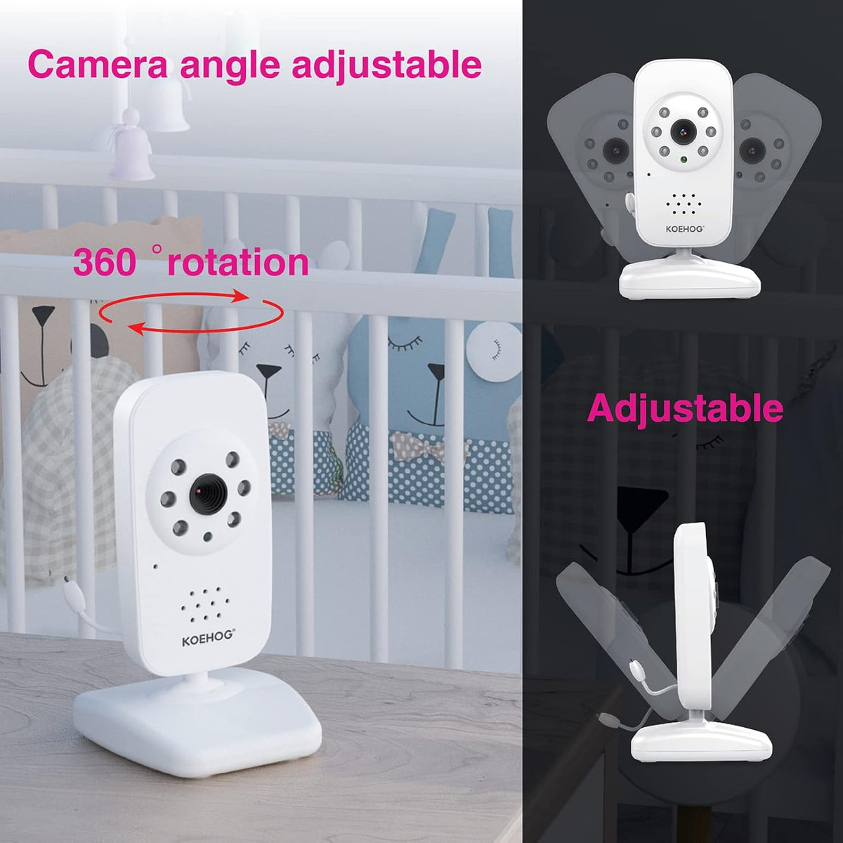 Video Baby Monitor with 2 Digital Cameras 1,000ft Range 2-Way Talk Temperature Display Day/Night Vision P3914