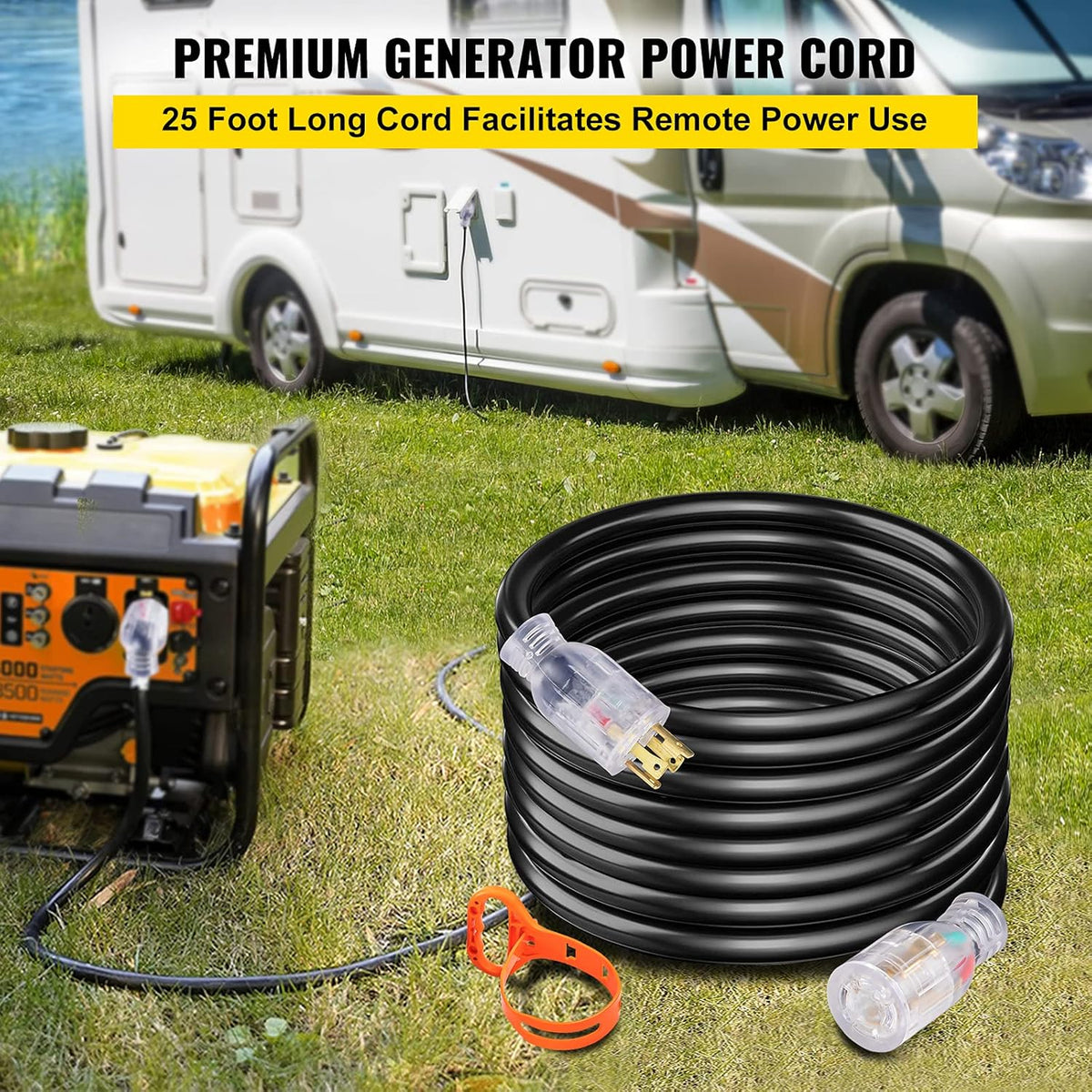 15FT 30AMP 10/4 ETL 7500W Extension Cord Pack of 2 X881