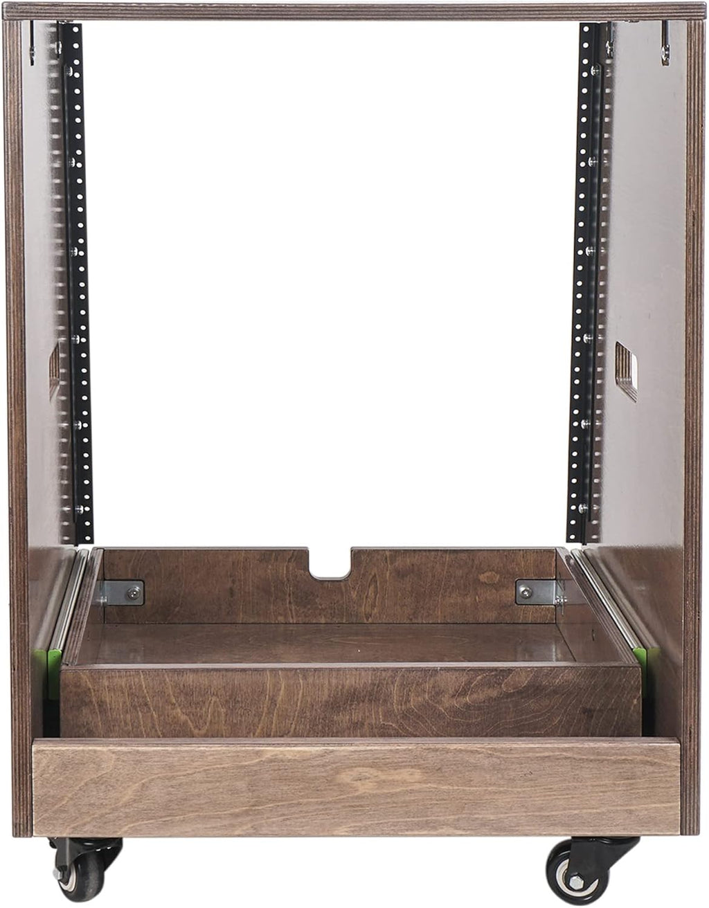12U Slanted Studio Rack with 2U Drawer, Plywood, Weathered Gray Y1338
