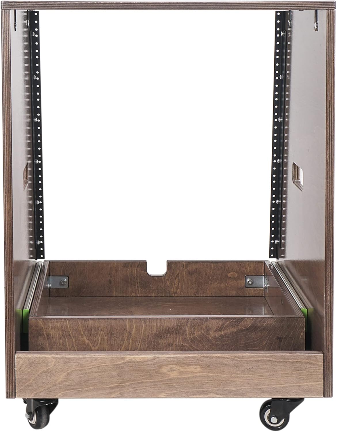 12U Slanted Studio Rack with 2U Drawer, Plywood, Weathered Gray Y1338