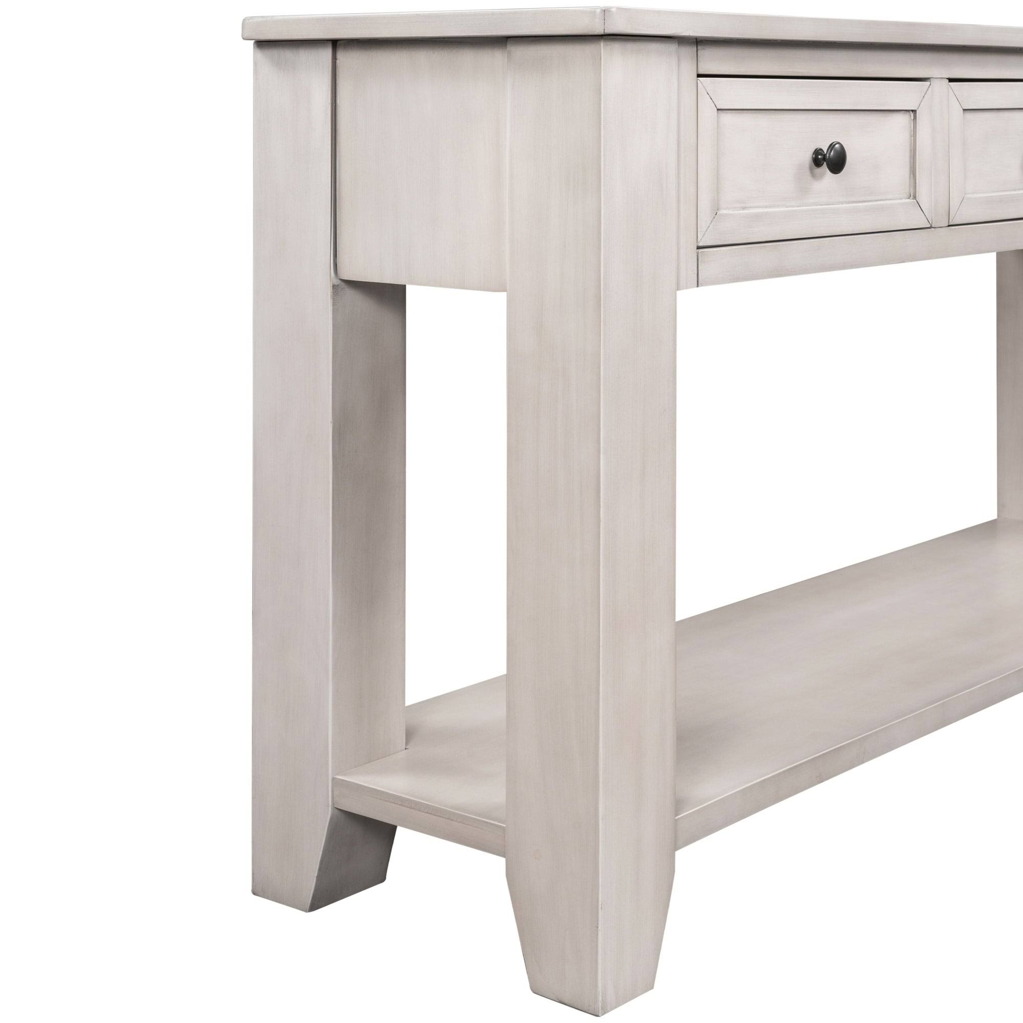 White 3 Drawer Console Table with Shelf Q987