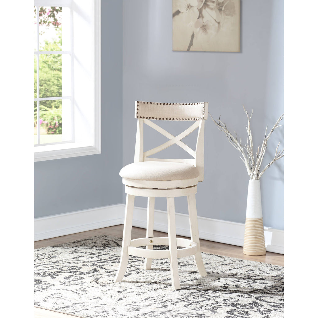 Antique White 24-Inch Counter Stool with Fabric Seat Z160025