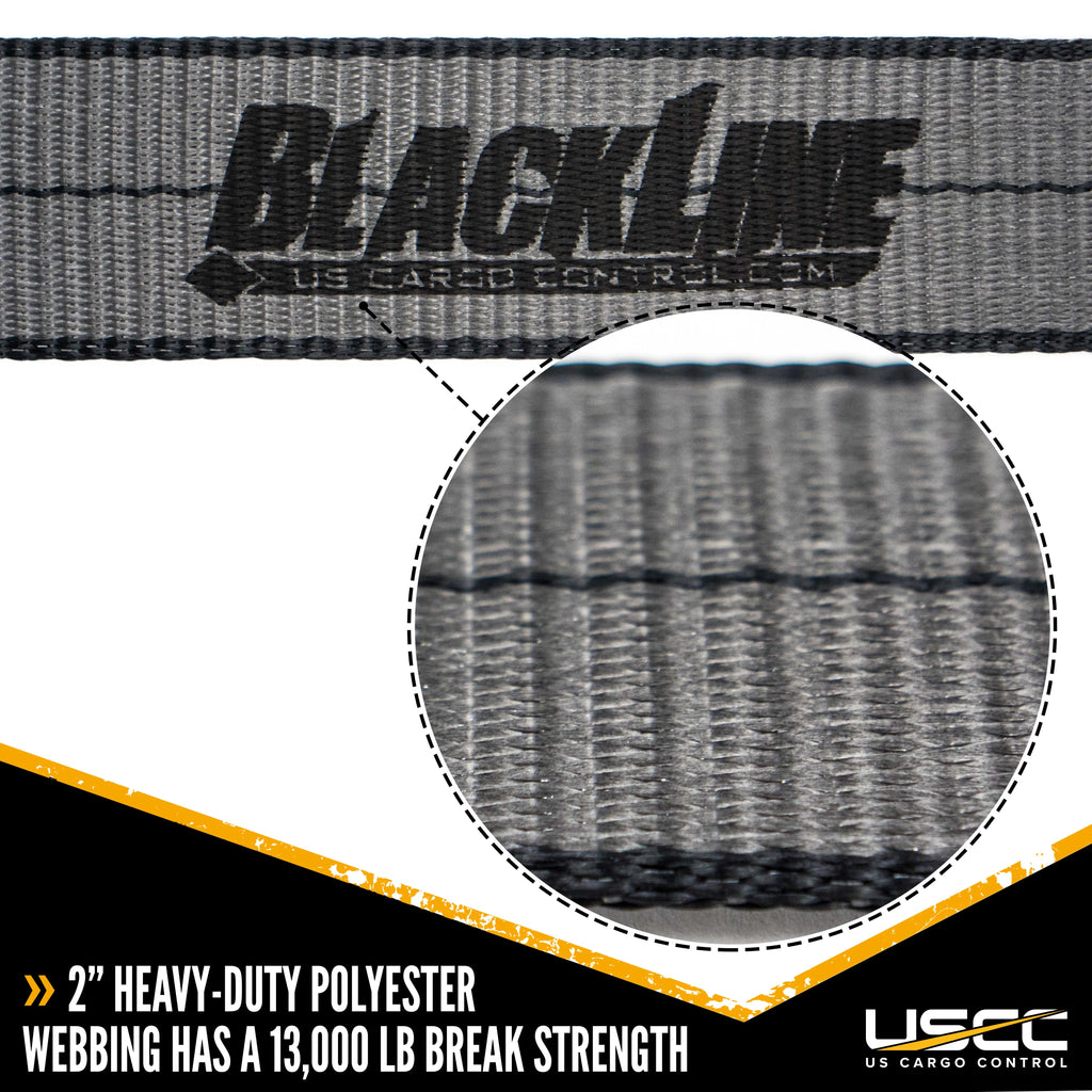 BlackLine Ratchet Strap with Black Flat Hooks and Black Ratchet O57640