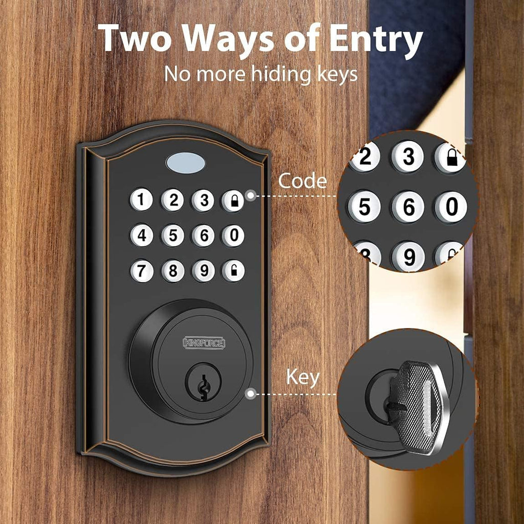 Keypad Deadbolt Lock, Keyless Entry Door Lock, Electronic Deadbolt, Black, Pack of 2 F892