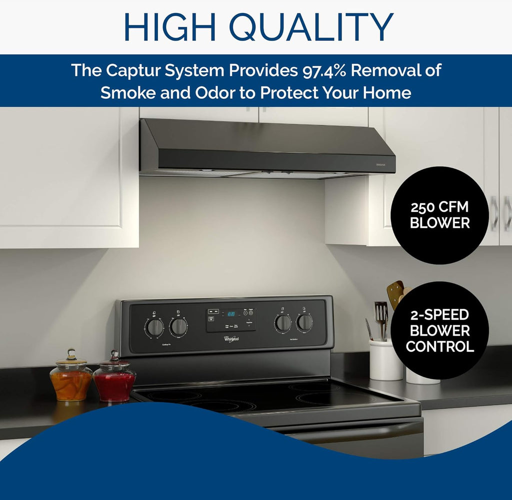 Black 36-inch Range Hood with Light and Exhaust Fan X33116