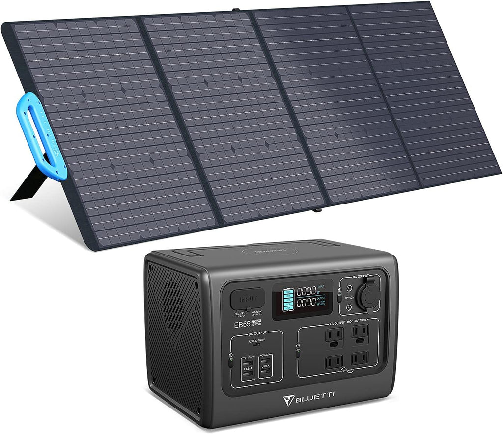 Portable Power Station with 200W Solar Panel, 537Wh Solar Generator with 4 700W AC Outlets, LiFePO4 Battery Backup Camping Gear Q174