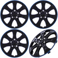15 Shiny Black w/ Blue Trim Hub Caps Wheel Covers G39944
