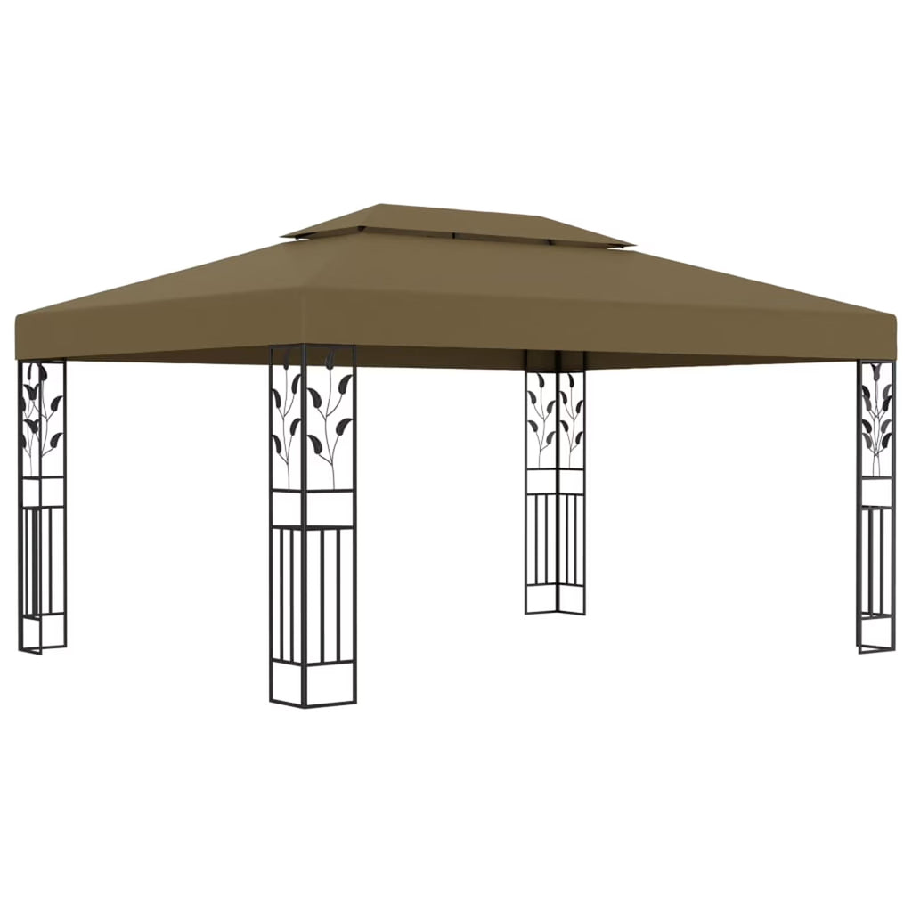 Taupe Steel Frame Outdoor Party Tent Gazebo Canopy Shelter 118.1 x 157.5 Inches X275262