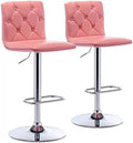 Tufted Adjustable PU Leather Swivel Barstools with Back Armless Counter Height Chairs H90303
