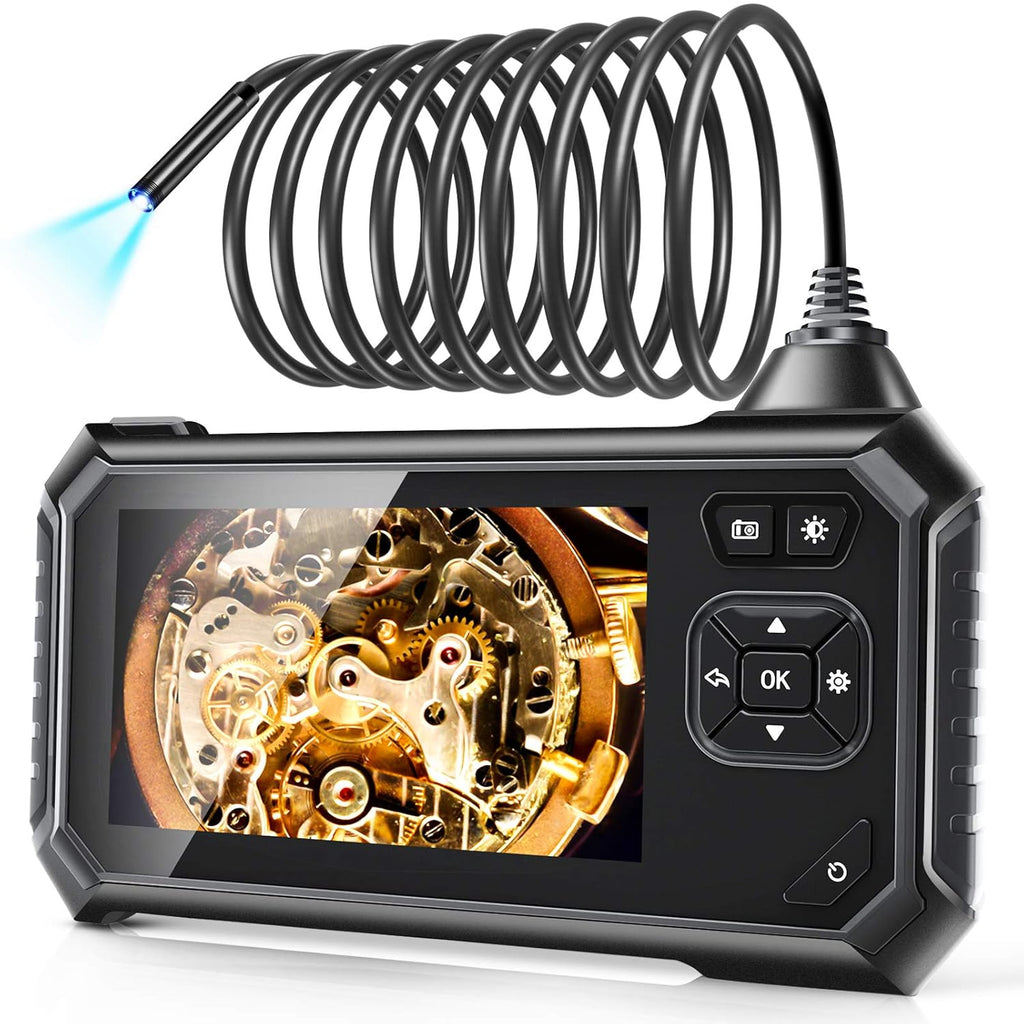 Industrial Endoscope Camera HD 5.5mm 1080P 4.3 LCD Screen IP67 Waterproof Snake Camera 6 LED Lights Semi-Rigid Cable (Orange) W44933