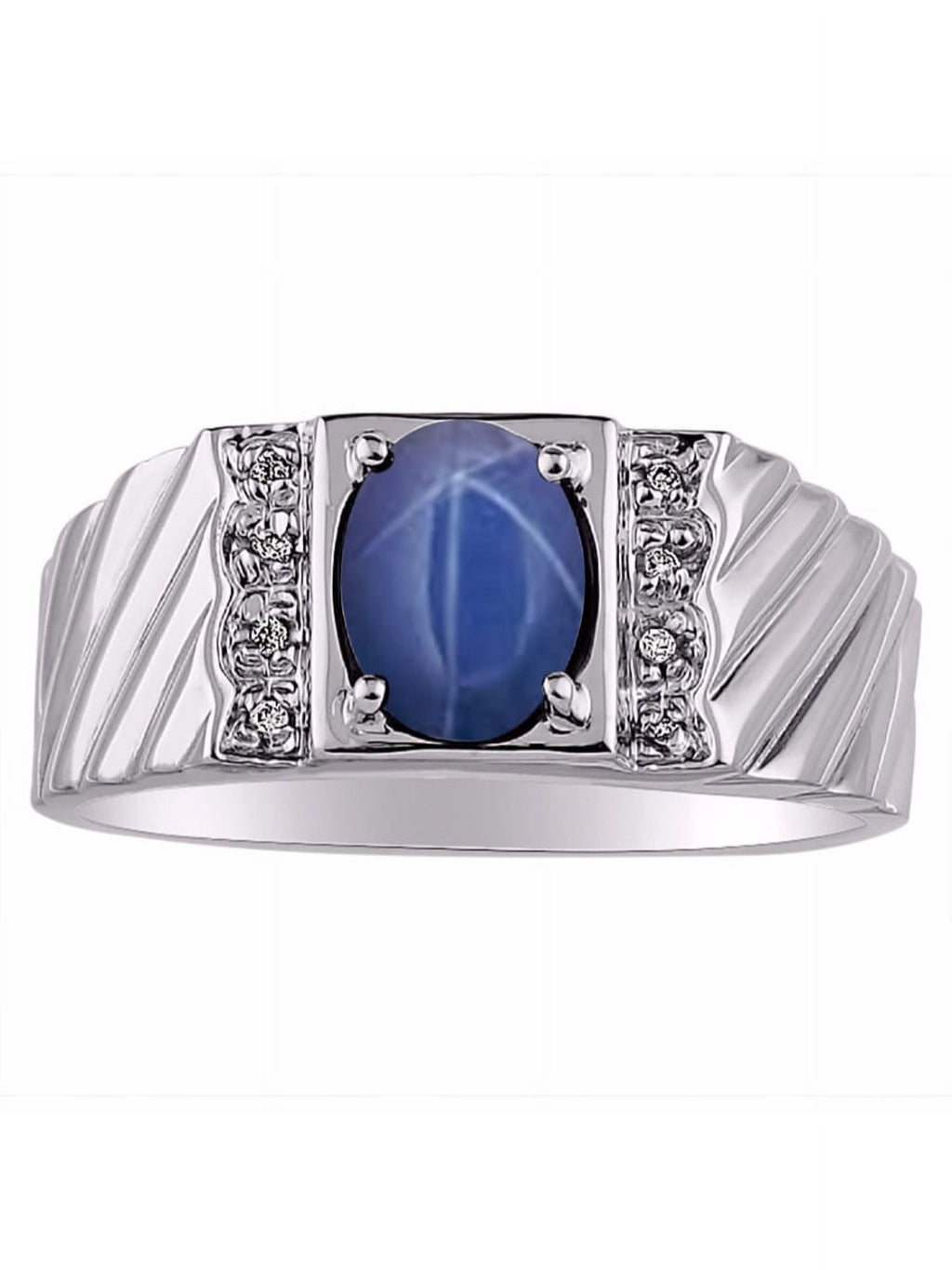 14K White Gold Oval Gemstone & Genuine Sparkling Diamond Ring E18660